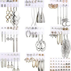 Fashion Earrings for Women Girls, Funtopia 68 Pairs Drop Dangle Earrings